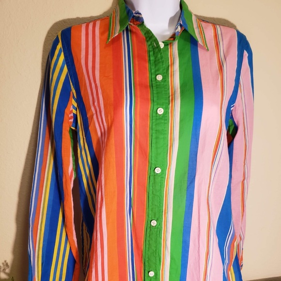 Ralph Lauren Tops - Ralph Lauren striped multi color women’s blouse